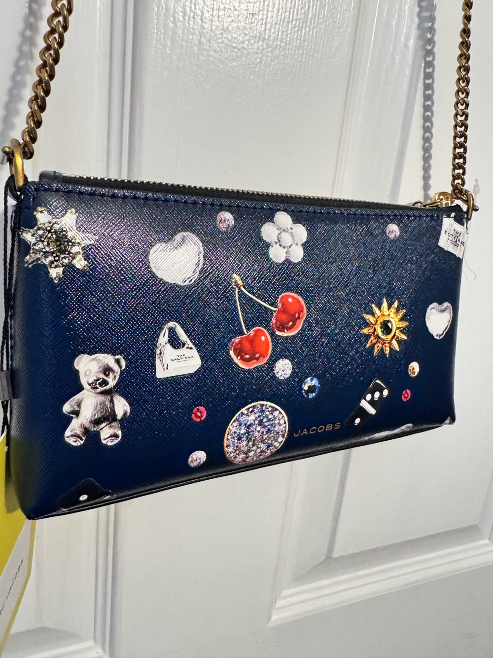 Marc Jacobs Navy Leather Mini Shoulder Bag with Multicolor Charm Accents - Picture 11 of 16